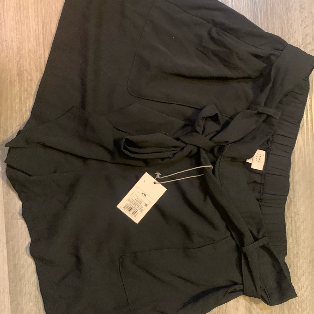 Women's Black Paperbag Shorts